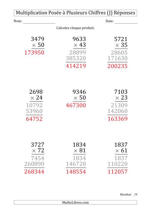 Multiplication d'un Nombre à 4 Chiffres par un Nombre à 2 Chiffres (Gros Caractère) (J) page 2