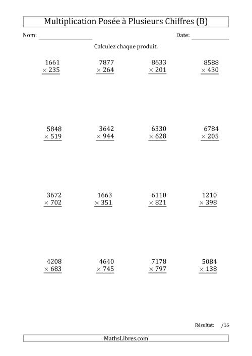 Multiplication d'un Nombre à 4 Chiffres par un Nombre à 3 Chiffres (B)