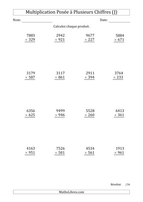 Multiplication d'un Nombre à 4 Chiffres par un Nombre à 3 Chiffres (J)
