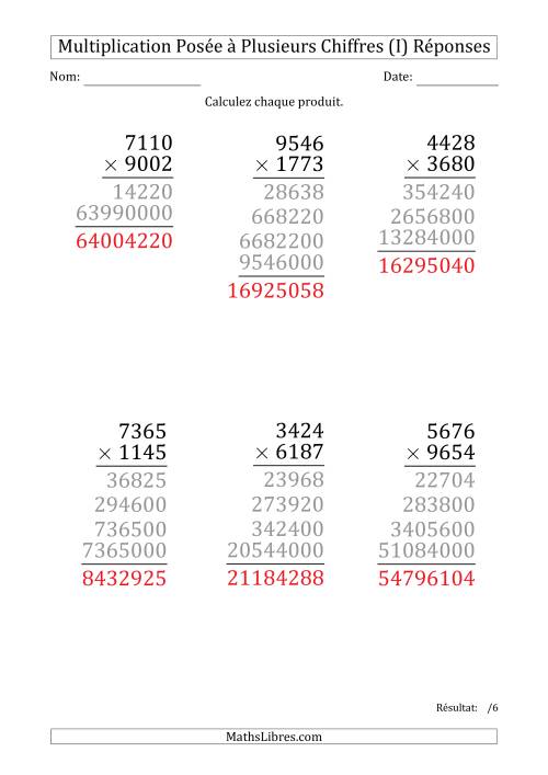 Multiplication d'un Nombre à 4 Chiffres par un Nombre à 4 Chiffres (Gros Caractère) (I) page 2