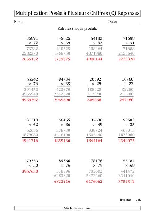 Multiplication d'un Nombre à 5 Chiffres par un Nombre à 2 Chiffres (C) page 2