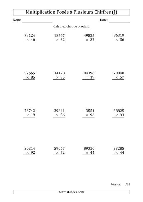 Multiplication d'un Nombre à 5 Chiffres par un Nombre à 2 Chiffres (J)