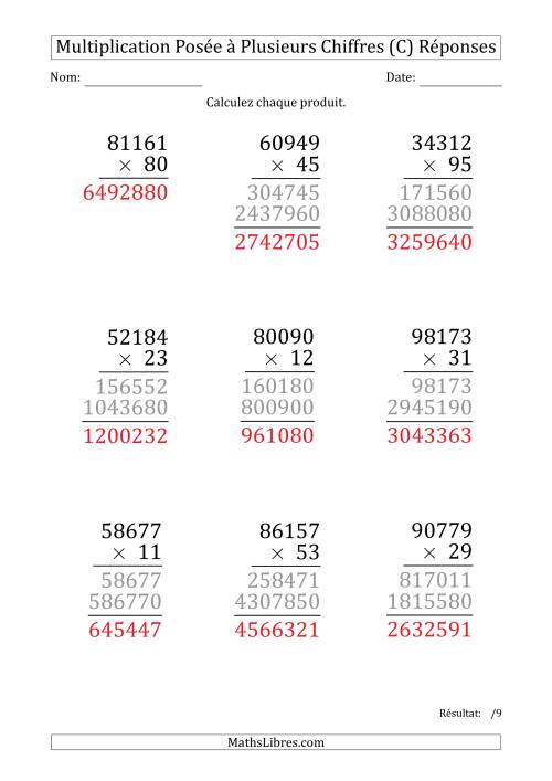 Multiplication d'un Nombre à 5 Chiffres par un Nombre à 2 Chiffres (Gros Caractère) (C) page 2