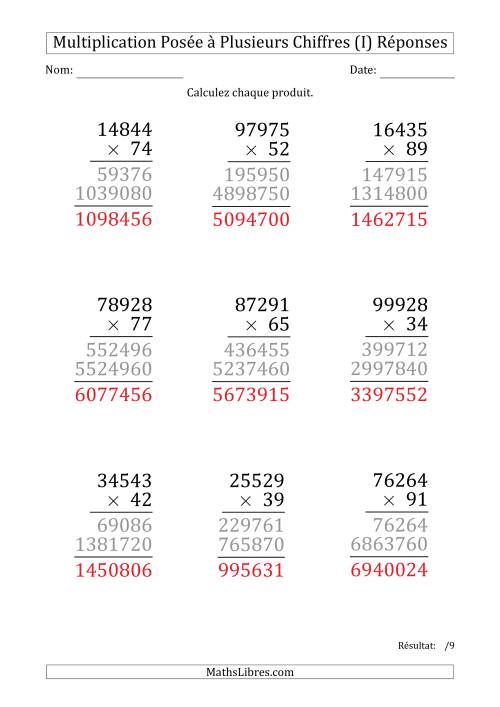 Multiplication d'un Nombre à 5 Chiffres par un Nombre à 2 Chiffres (Gros Caractère) (I) page 2