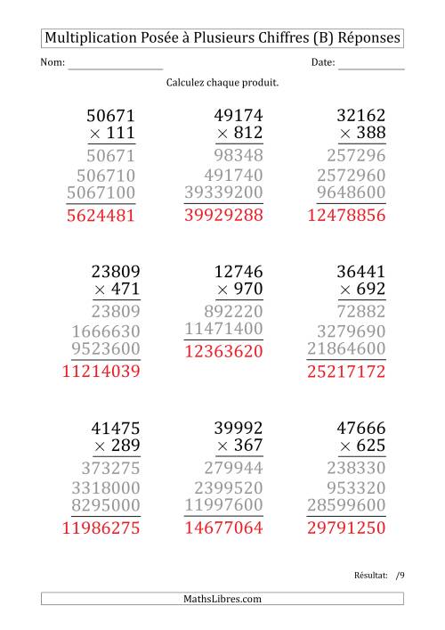 Multiplication d'un Nombre à 5 Chiffres par un Nombre à 3 Chiffres (Gros Caractère) (B) page 2