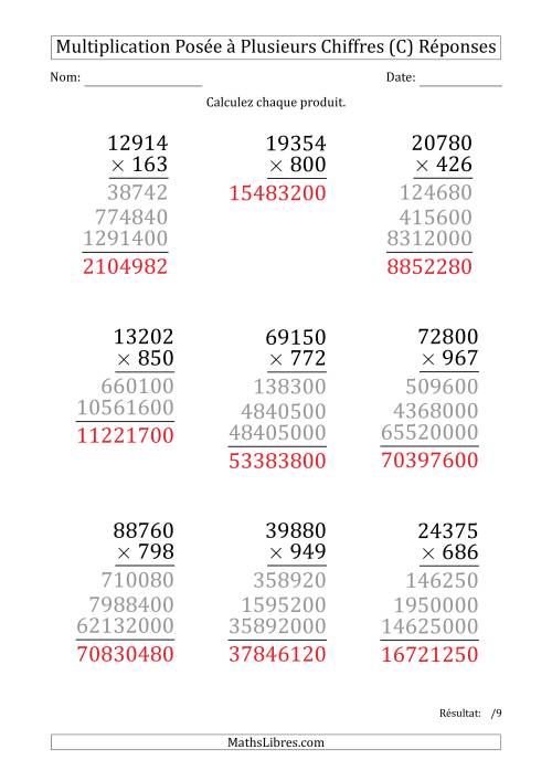 Multiplication d'un Nombre à 5 Chiffres par un Nombre à 3 Chiffres (Gros Caractère) (C) page 2