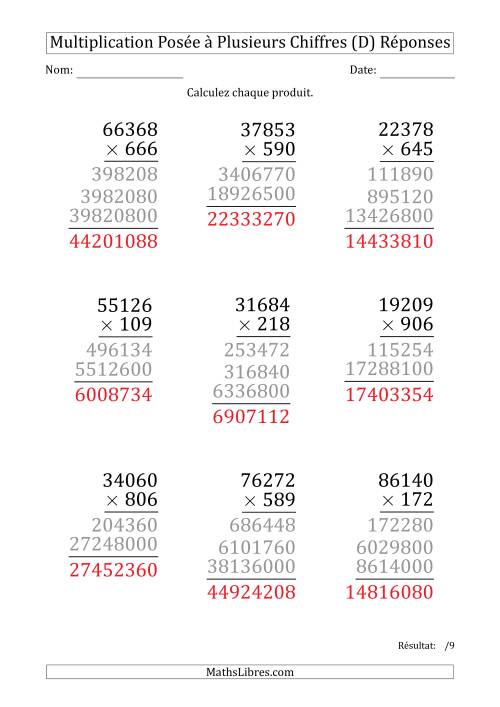 Multiplication d'un Nombre à 5 Chiffres par un Nombre à 3 Chiffres (Gros Caractère) (D) page 2