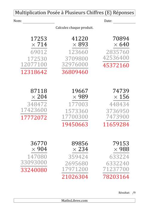 Multiplication d'un Nombre à 5 Chiffres par un Nombre à 3 Chiffres (Gros Caractère) (E) page 2
