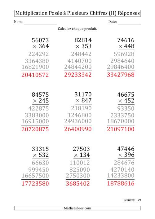 Multiplication d'un Nombre à 5 Chiffres par un Nombre à 3 Chiffres (Gros Caractère) (H) page 2