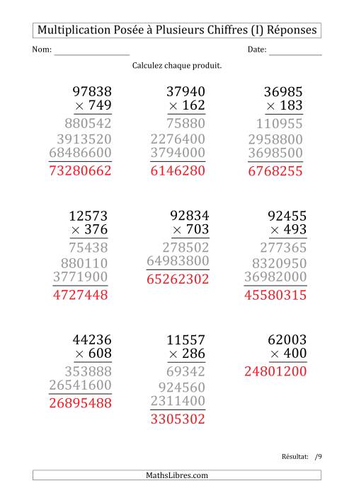 Multiplication d'un Nombre à 5 Chiffres par un Nombre à 3 Chiffres (Gros Caractère) (I) page 2