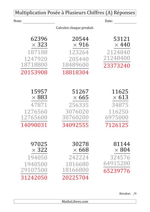 Multiplication d'un Nombre à 5 Chiffres par un Nombre à 3 Chiffres (Gros Caractère) (Tout) page 2