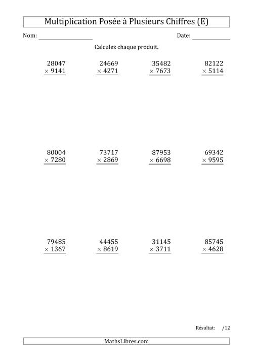Multiplication d'un Nombre à 5 Chiffres par un Nombre à 4 Chiffres (E)
