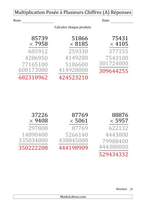 Multiplication d'un Nombre à 5 Chiffres par un Nombre à 4 Chiffres (Gros Caractère) (A) page 2