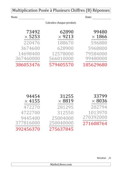 Multiplication d'un Nombre à 5 Chiffres par un Nombre à 4 Chiffres (Gros Caractère) (B) page 2