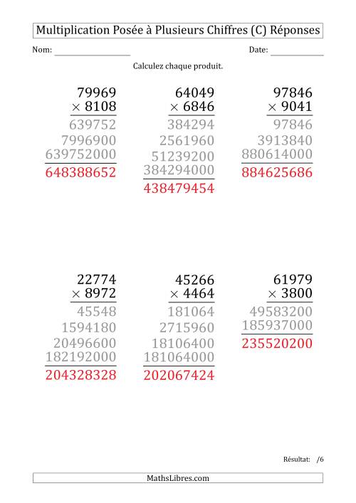 Multiplication d'un Nombre à 5 Chiffres par un Nombre à 4 Chiffres (Gros Caractère) (C) page 2
