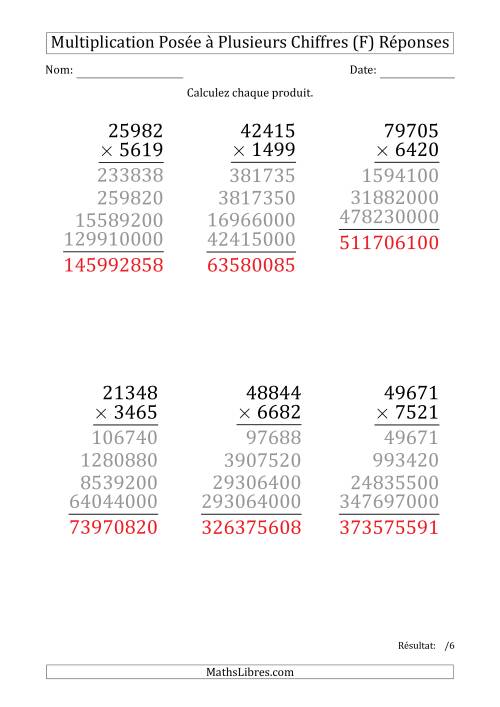 Multiplication d'un Nombre à 5 Chiffres par un Nombre à 4 Chiffres (Gros Caractère) (F) page 2