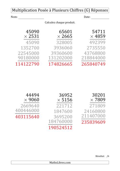 Multiplication d'un Nombre à 5 Chiffres par un Nombre à 4 Chiffres (Gros Caractère) (G) page 2