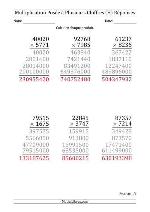 Multiplication d'un Nombre à 5 Chiffres par un Nombre à 4 Chiffres (Gros Caractère) (H) page 2