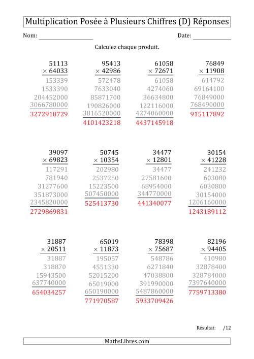 Multiplication d'un Nombre à 5 Chiffres par un Nombre à 5 Chiffres (D) page 2