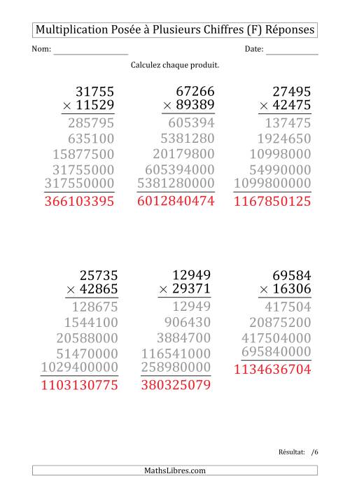 Multiplication d'un Nombre à 5 Chiffres par un Nombre à 5 Chiffres (Gros Caractère) (F) page 2
