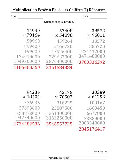 Multiplication d'un Nombre à 5 Chiffres par un Nombre à 5 Chiffres (Gros Caractère) (I) page 2
