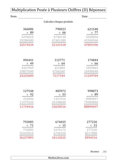 Multiplication d'un Nombre à 6 Chiffres par un Nombre à 2 Chiffres (D) page 2