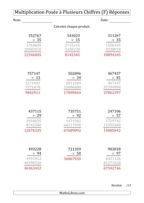 Multiplication d'un Nombre à 6 Chiffres par un Nombre à 2 Chiffres (F) page 2