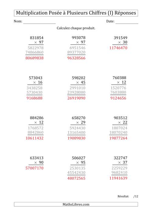Multiplication d'un Nombre à 6 Chiffres par un Nombre à 2 Chiffres (I) page 2
