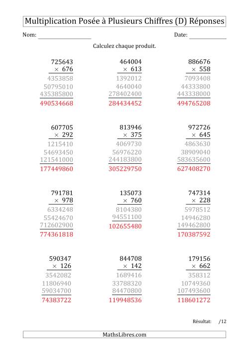 Multiplication d'un Nombre à 6 Chiffres par un Nombre à 3 Chiffres (D) page 2