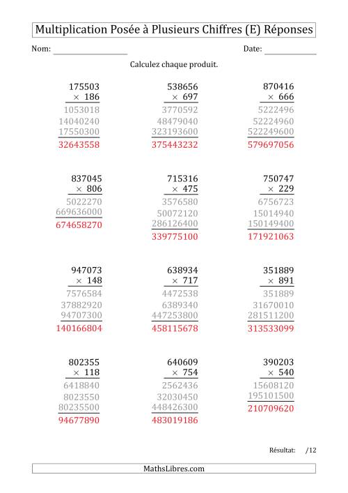 Multiplication d'un Nombre à 6 Chiffres par un Nombre à 3 Chiffres (E) page 2
