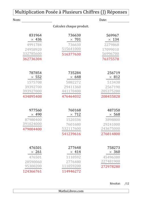 Multiplication d'un Nombre à 6 Chiffres par un Nombre à 3 Chiffres (J) page 2