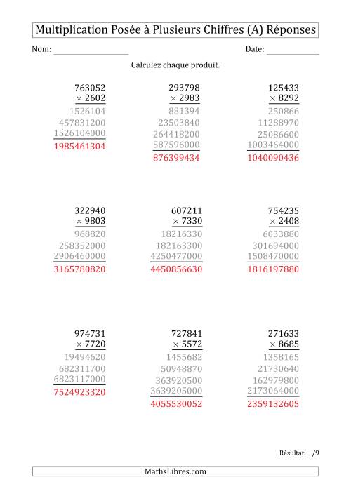 Multiplication d'un Nombre à 6 Chiffres par un Nombre à 4 Chiffres (A) page 2