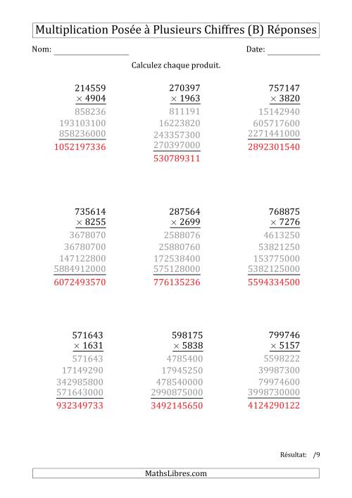 Multiplication d'un Nombre à 6 Chiffres par un Nombre à 4 Chiffres (B) page 2