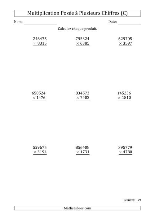 Multiplication d'un Nombre à 6 Chiffres par un Nombre à 4 Chiffres (C)