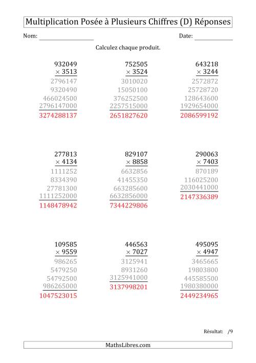 Multiplication d'un Nombre à 6 Chiffres par un Nombre à 4 Chiffres (D) page 2