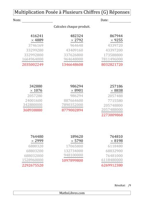 Multiplication d'un Nombre à 6 Chiffres par un Nombre à 4 Chiffres (G) page 2