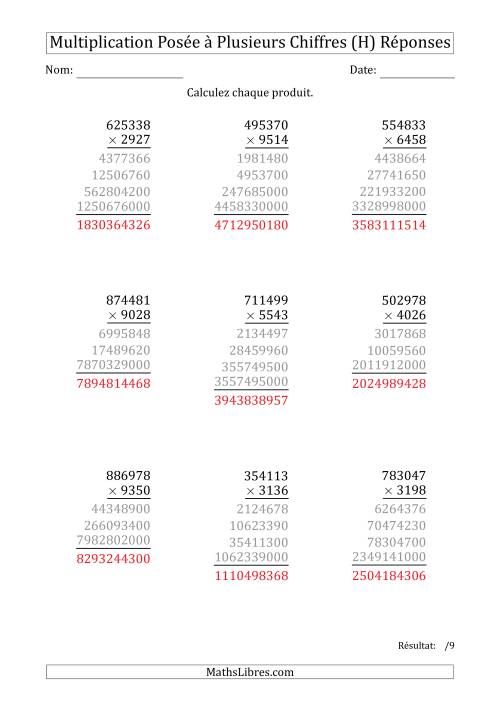 Multiplication d'un Nombre à 6 Chiffres par un Nombre à 4 Chiffres (H) page 2