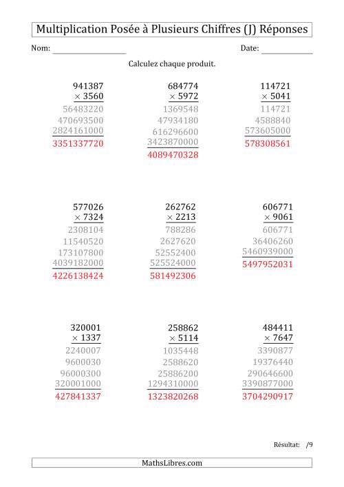 Multiplication d'un Nombre à 6 Chiffres par un Nombre à 4 Chiffres (J) page 2