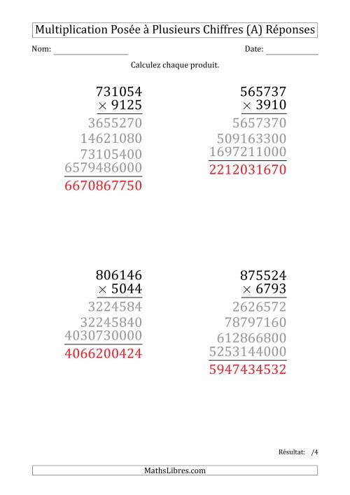 Multiplication d'un Nombre à 6 Chiffres par un Nombre à 4 Chiffres (Gros Caractère) (A) page 2