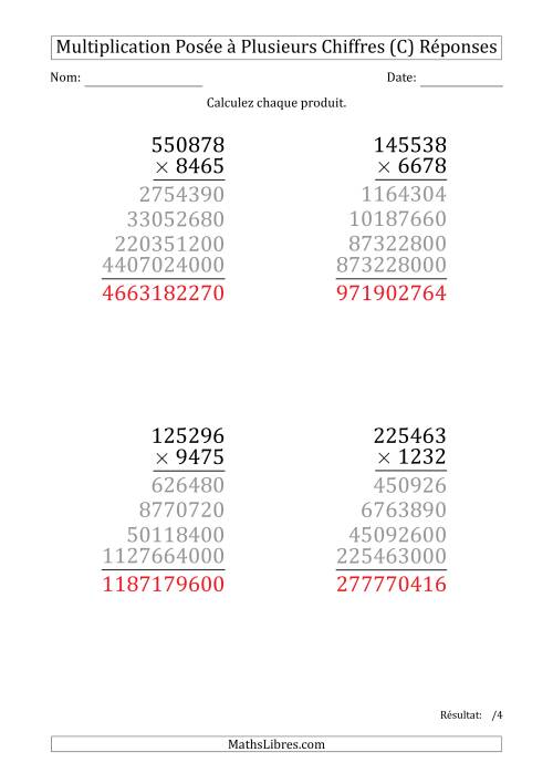 Multiplication d'un Nombre à 6 Chiffres par un Nombre à 4 Chiffres (Gros Caractère) (C) page 2