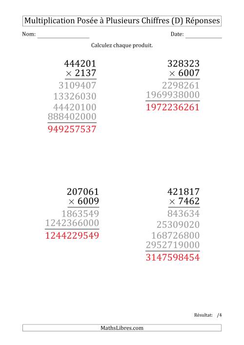 Multiplication d'un Nombre à 6 Chiffres par un Nombre à 4 Chiffres (Gros Caractère) (D) page 2