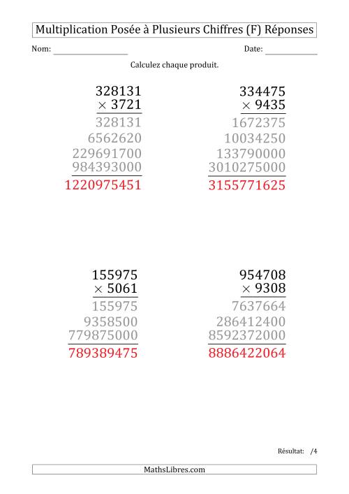 Multiplication d'un Nombre à 6 Chiffres par un Nombre à 4 Chiffres (Gros Caractère) (F) page 2
