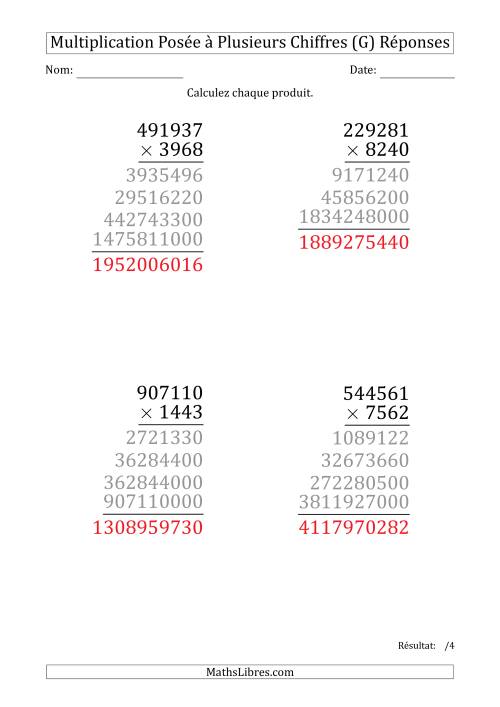 Multiplication d'un Nombre à 6 Chiffres par un Nombre à 4 Chiffres (Gros Caractère) (G) page 2