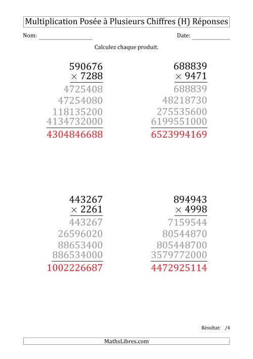 Multiplication d'un Nombre à 6 Chiffres par un Nombre à 4 Chiffres (Gros Caractère) (H) page 2