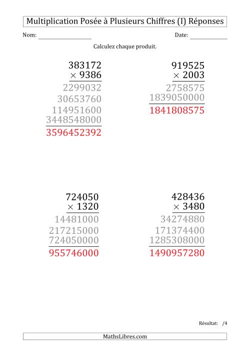 Multiplication d'un Nombre à 6 Chiffres par un Nombre à 4 Chiffres (Gros Caractère) (I) page 2