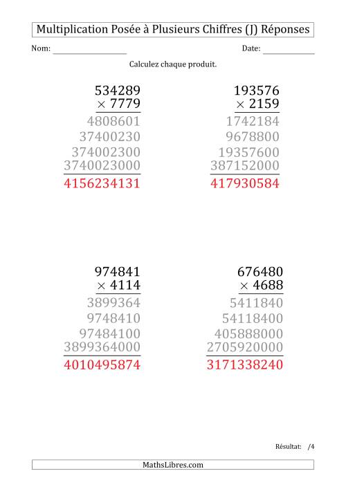 Multiplication d'un Nombre à 6 Chiffres par un Nombre à 4 Chiffres (Gros Caractère) (J) page 2