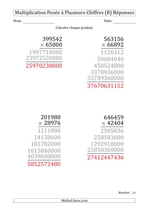 Multiplication d'un Nombre à 6 Chiffres par un Nombre à 5 Chiffres (Gros Caractère) (B) page 2