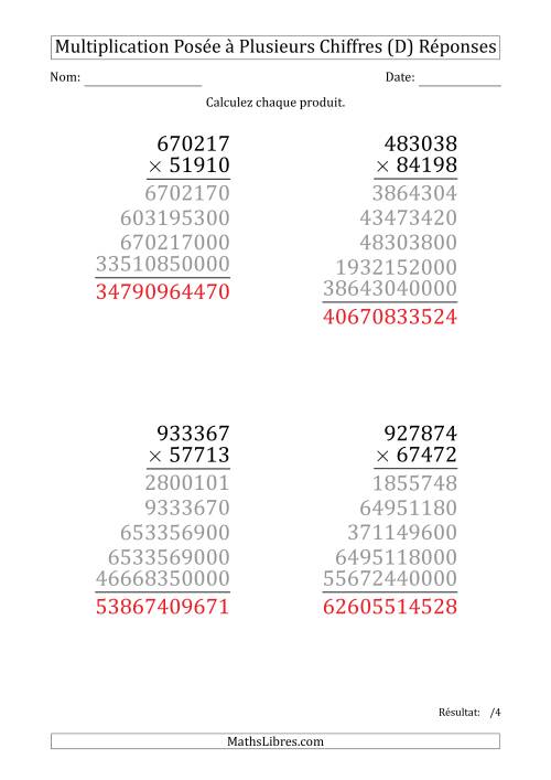 Multiplication d'un Nombre à 6 Chiffres par un Nombre à 5 Chiffres (Gros Caractère) (D) page 2
