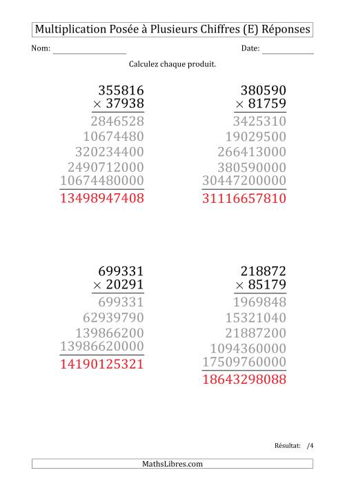 Multiplication d'un Nombre à 6 Chiffres par un Nombre à 5 Chiffres (Gros Caractère) (E) page 2