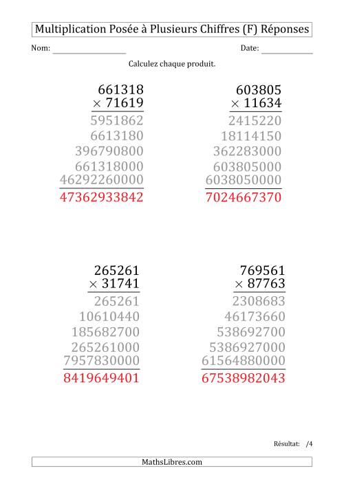 Multiplication d'un Nombre à 6 Chiffres par un Nombre à 5 Chiffres (Gros Caractère) (F) page 2